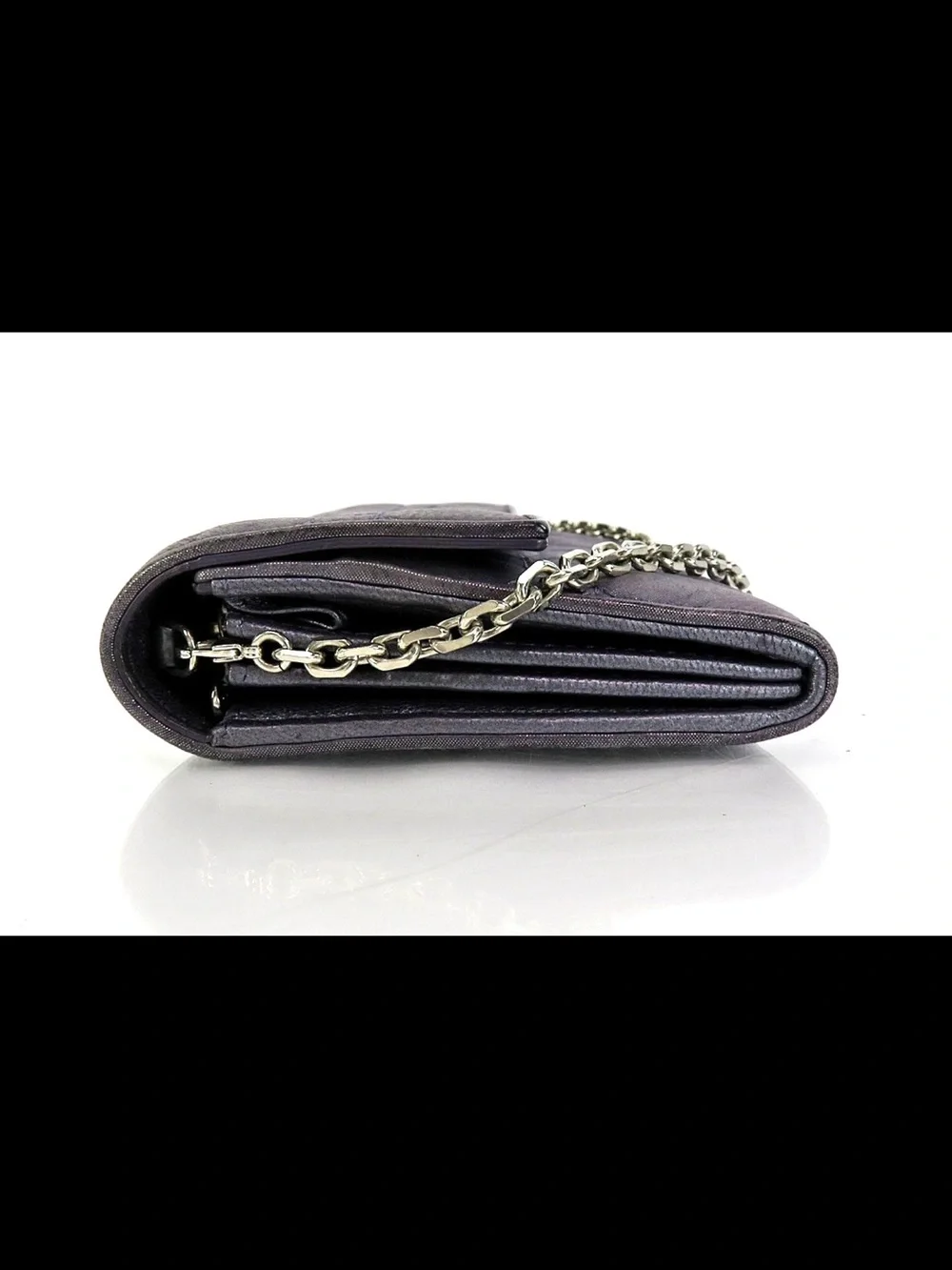 Dior Metallic Plum Quilted Chain Wallet